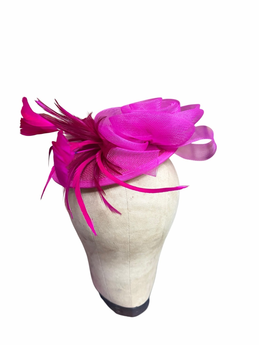 NIB Saferin Fuschia Clip Hat Feather Tea Hat